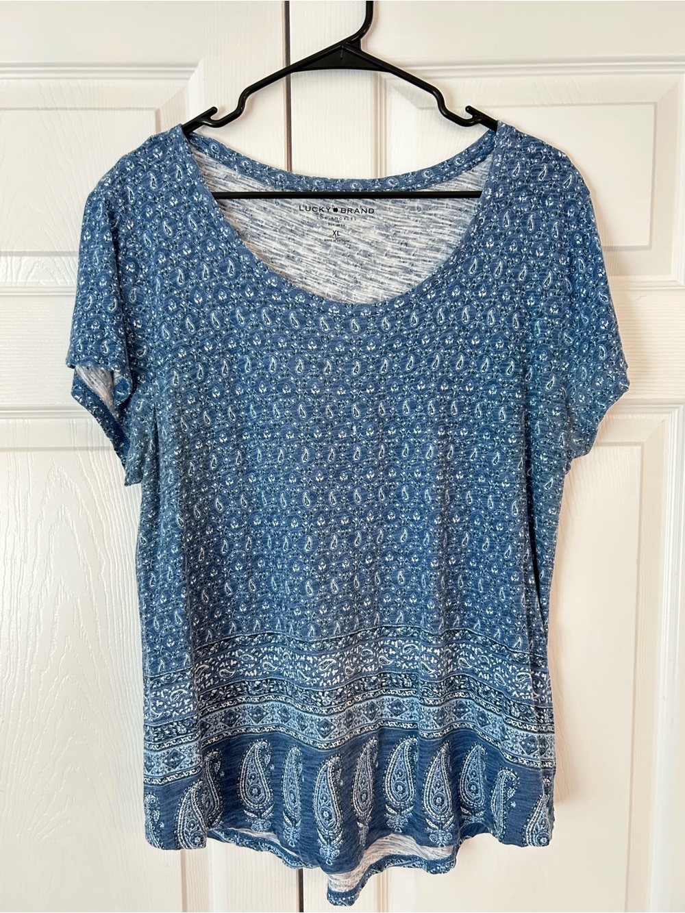 NWOT Lucky Brand Women’s Blue Paisley Print Cotton Tunic Blouse Shirt Size XL